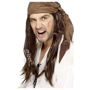 Smiffys Mens Buccaneer Pirate Wig / Brown